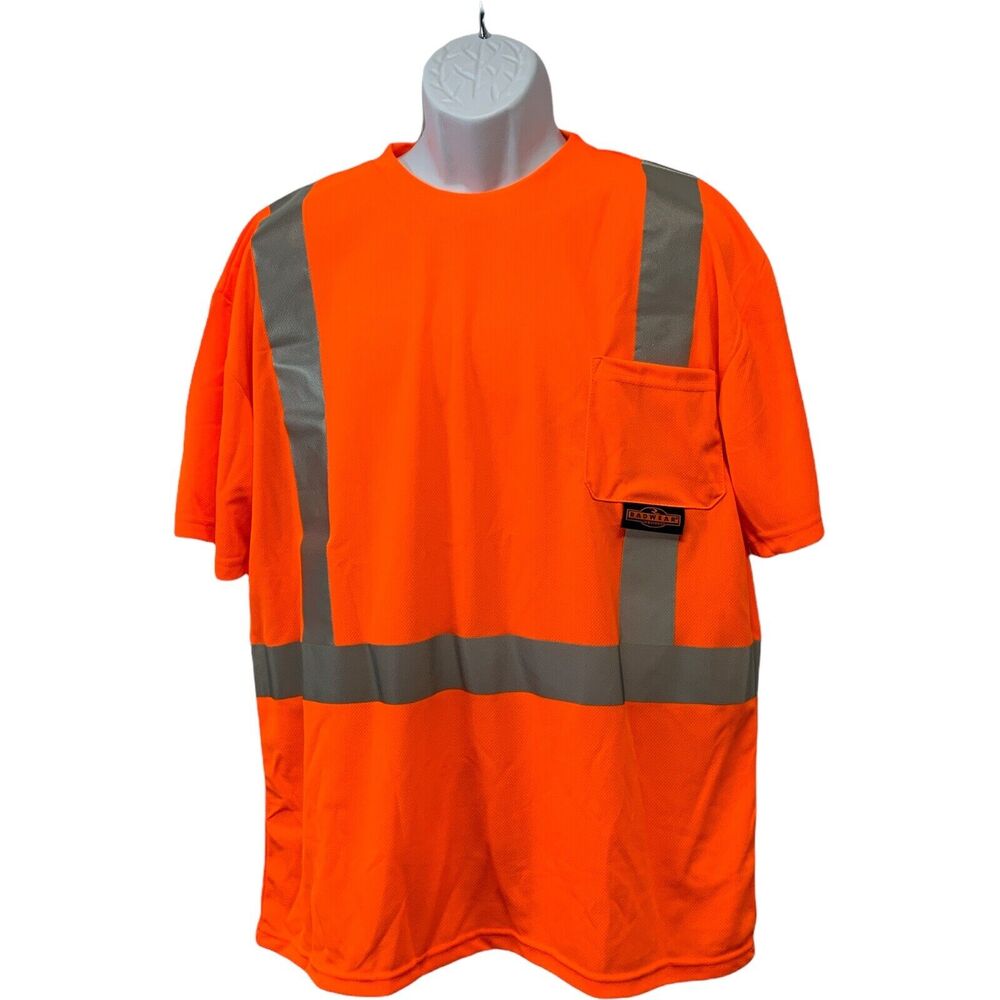Radians ST11-2POS XL Industrial Safety Shirt Short Sleeve, Orange, Reflective